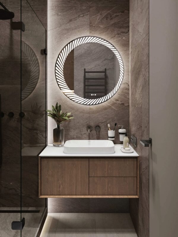 TR-2001 Round LED Mirror 600 mm | Striped Light Design, Backlit