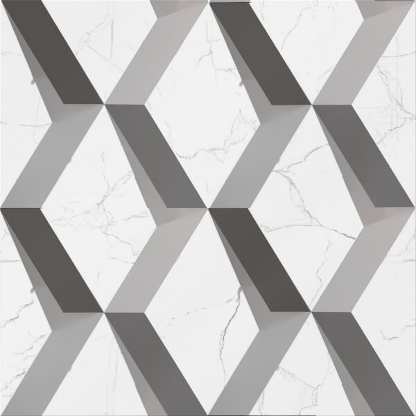 3D-125 Geometric Polished Porcelain Tile 600 x 600 mm | Buildtique