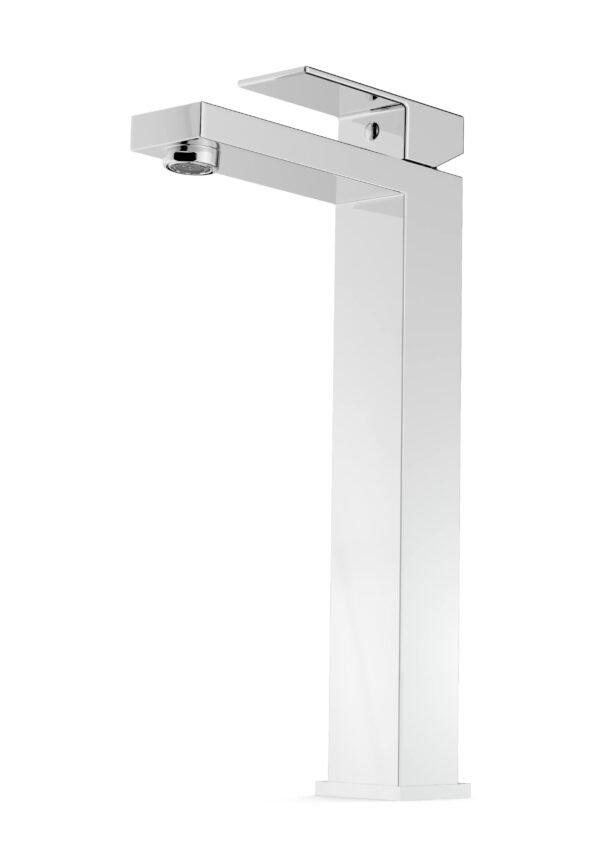 Celite Cube High Basin Mixer | Square Single-Lever, Tall Spout | Chrome