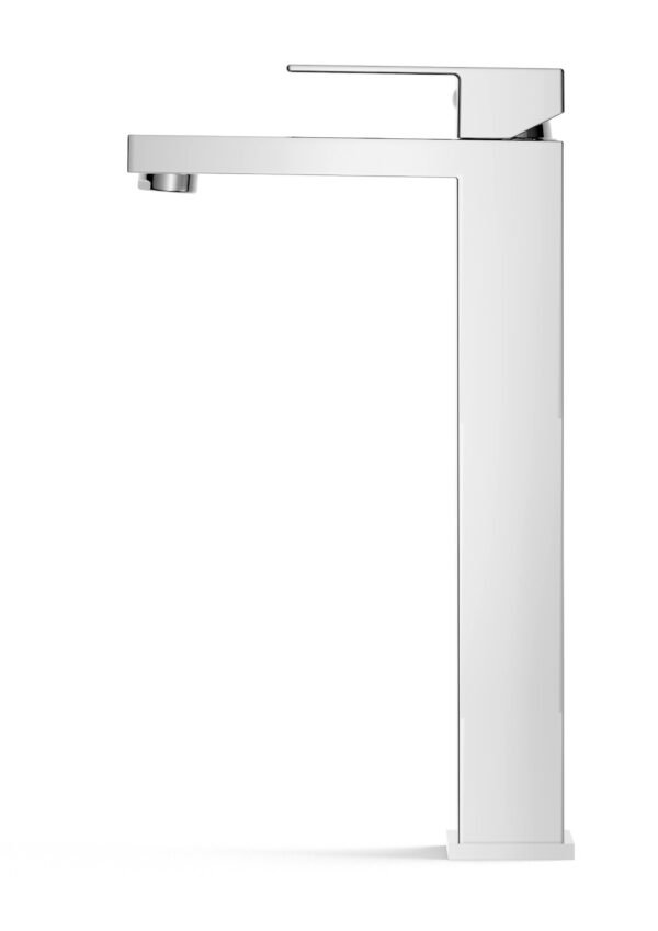 Celite Cube High Basin Mixer | Square Single-Lever, Tall Spout | Chrome
