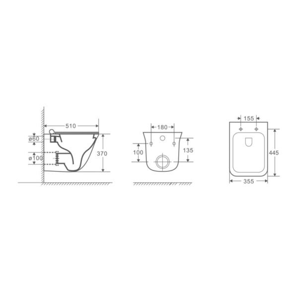 Bathco Piamonte Wall-Hung Toilet | Square Rimless WC | Buildtique